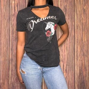 Freeze ‘Always A Dreamer’ Unicorn Choker Neck Tee